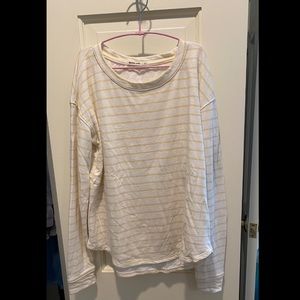 Marine Layer Marlie Double Knit Drop Shoulder Crew in Yellow Stripe Size Small